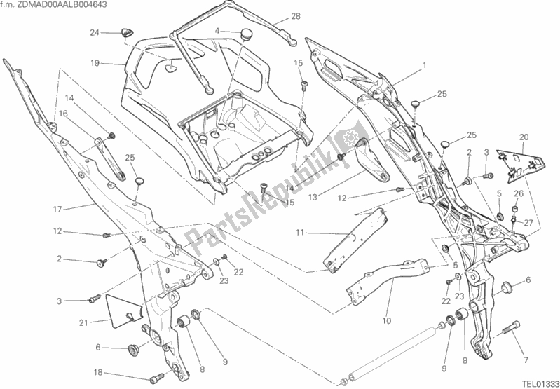 All parts for the 027 - Rear Frame Comp. Of the Ducati Multistrada 950 USA 2020